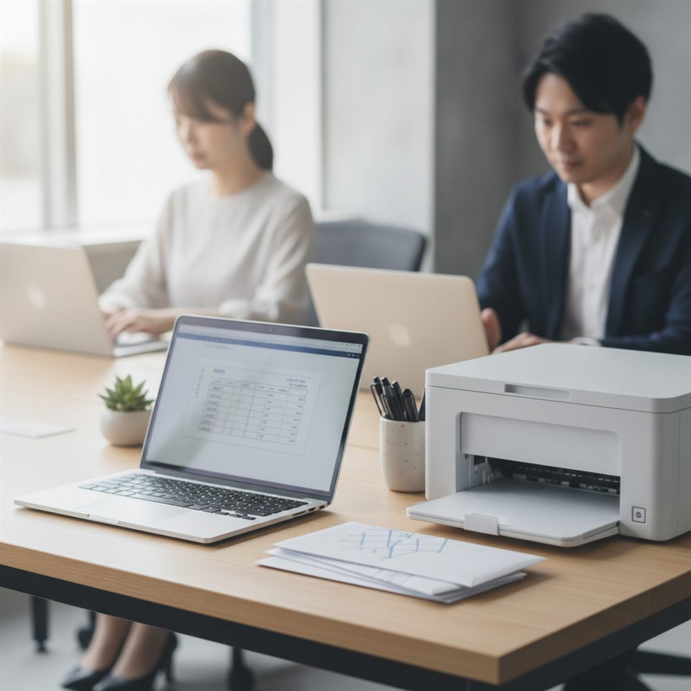 請求書作成のデスクワークのイメージ