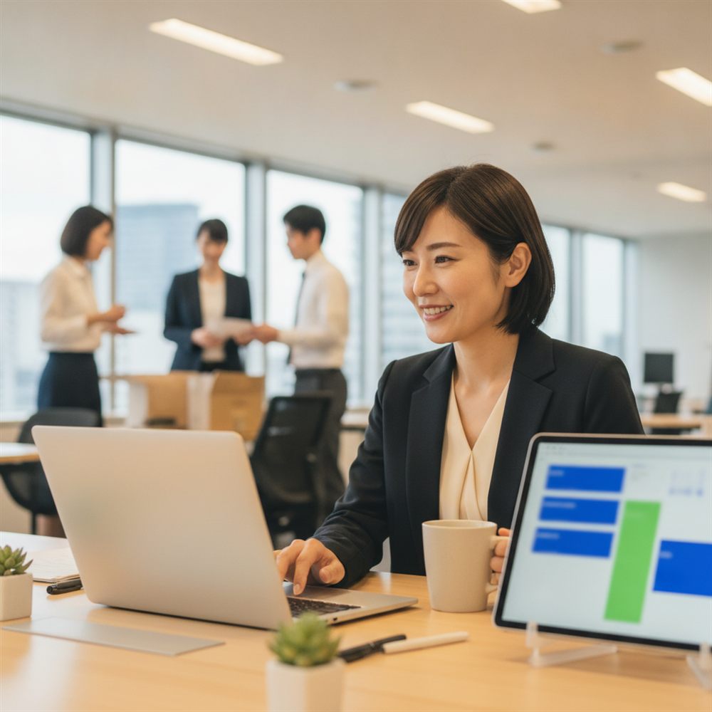 会議後に整った議事録を確認する様子