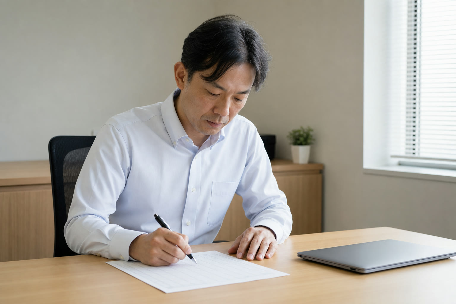 失敗と金額を1行ずつ記録した台帳を確認する担当者