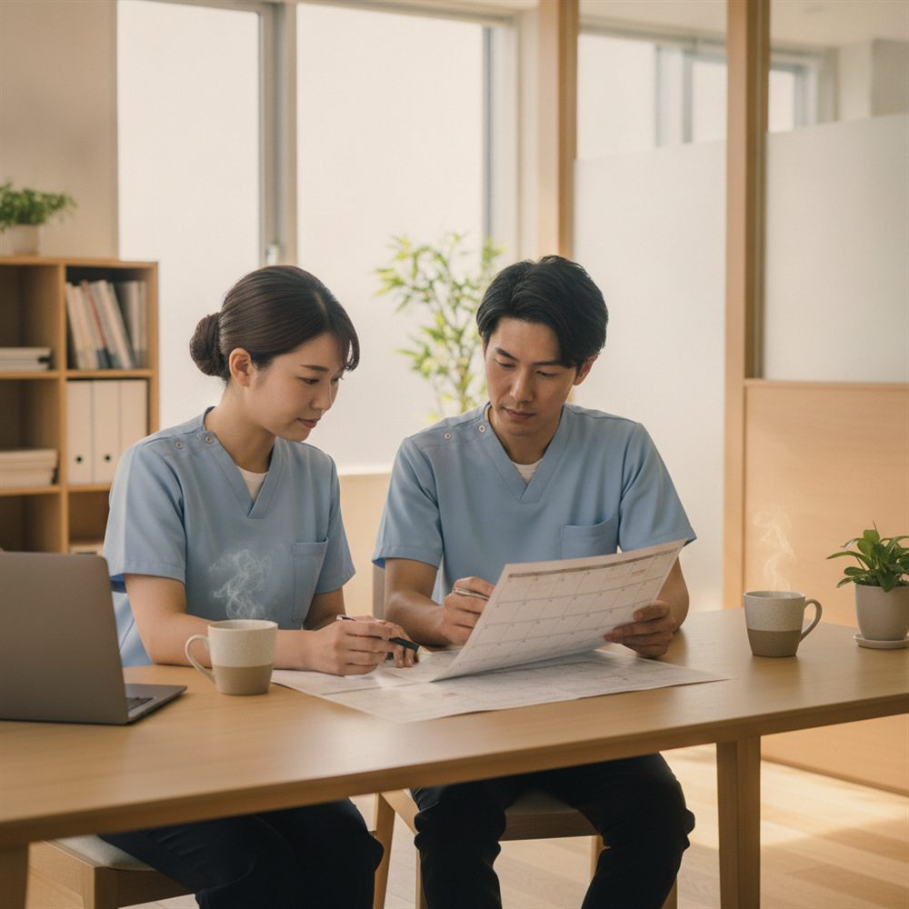 シフトと稼働を相談する介護スタッフ