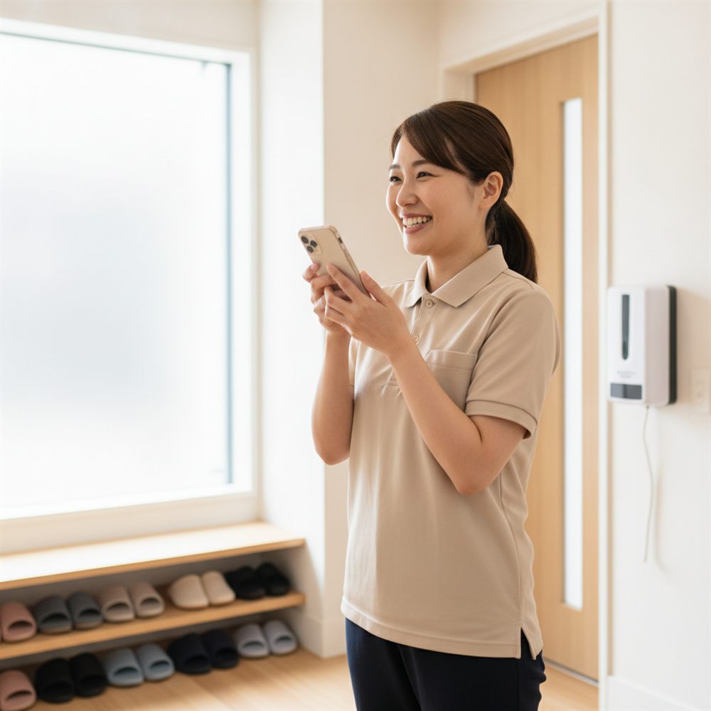 スマホの音声メモで記録を残す訪問介護員