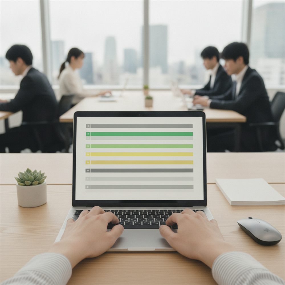 進捗が色分けされた準備リストのイメージ