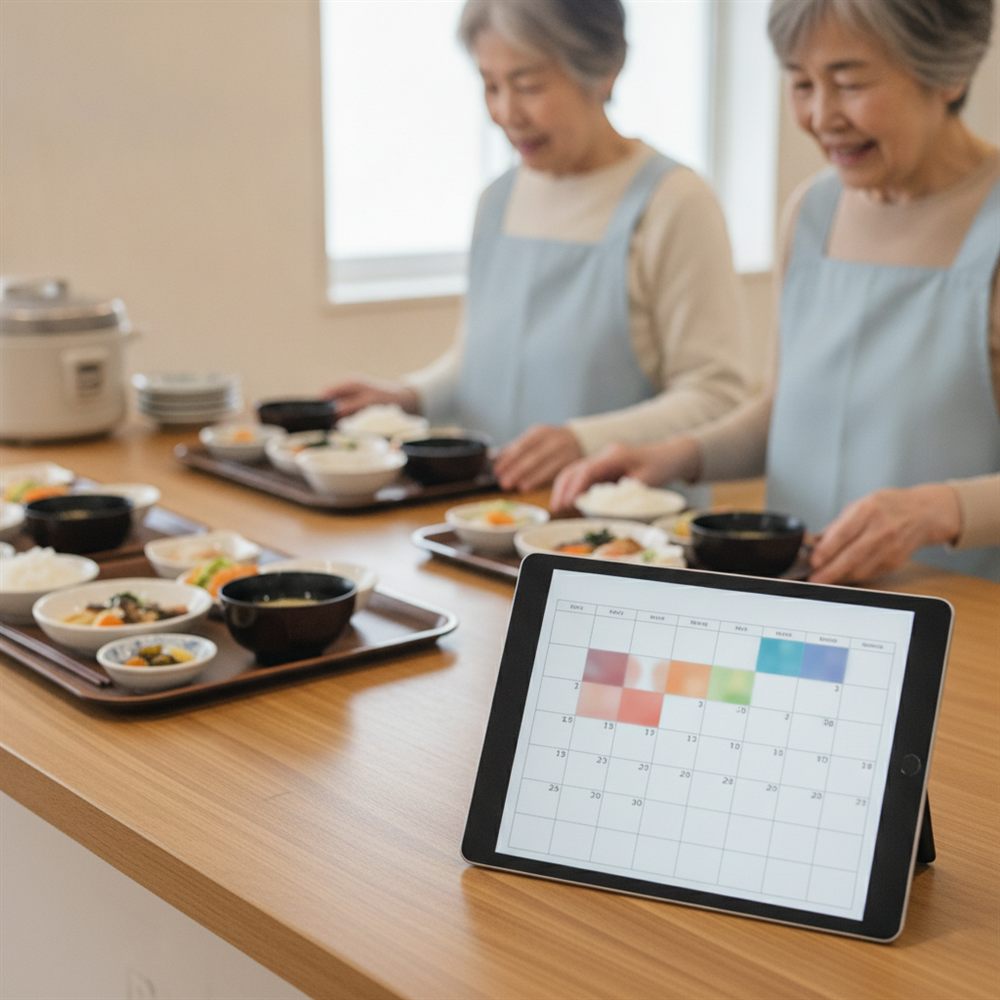 月間グリッドで喫食を管理する画面のイメージ